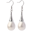 Fashion Drop Shape White Seashell Beads Horn Charm Earrings With Fish Hook