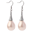 Fashion Drop Shape Pink Seashell Beads Horn Charm Earrings With Fish Hook
