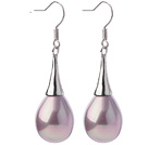 Nice Drop Shape Purple Seashell Beads Horn Charm Earrings With Fish Hook