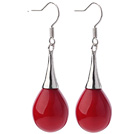 Nice Simple Style Drop Shape Red Seashell Beads Horn Charm Earrings With Fish Hook