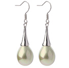 Lovely Simple Style Drop Shape Green Seashell Beads Horn Charm Earrings With Fish Hook