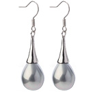 Fashion Simple Style Drop Shape Gray Seashell Beads Horn Charm Earrings With Fish Hook