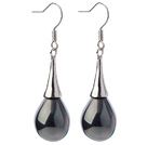 Fashion Simple Style Drop Shape Black Seashell Beads Horn Charm Earrings With Fish Hook
