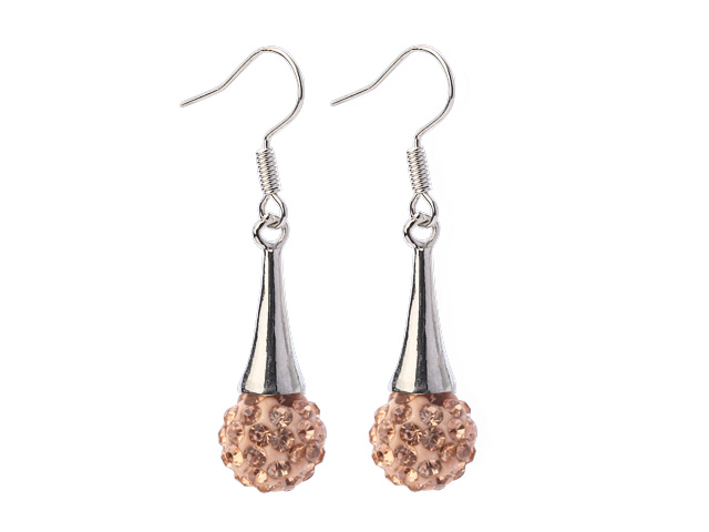 Fashion Simple Style 10mm Champagne Polymer Clay Rhinestone Horn Charm Earrings With Fish Hook