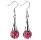 Fashion Simple Style 10mm Pink Polymer Clay Rhinestone Horn Charm Earrings With Fish Hook