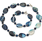 blue agate set( necklace, bracelet) with toggle clasp