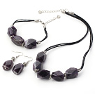 Irregular Shape Amethyst Crystal Sets(Necklace, Bracelet And Matched Earrings)