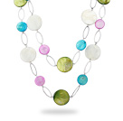 47.2 inches long style multi color shell disc necklace