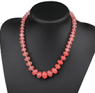 Elegant Tower Shape Cherry Quartz Beaded Strand Necklace With Moonight Clasp