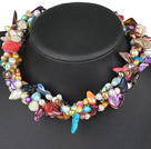 18.5 inches three strand multi color pearl shell necklace