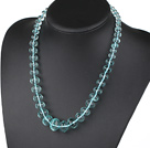 Switzerland blue crystal graduated beaded necklace with toggle clasp