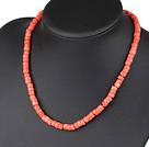 17.5 inches 3*8mm flat round coral necklace with toggle clasp