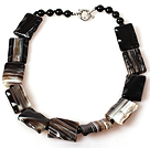 18.5 inches black agate necklace with moonlight clasp