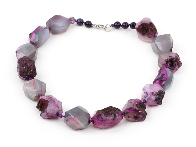 Purple Series Incidence Angle Purple Agate Necklace ( The Stone May Not Be Complete )