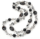 Long Style Crystal and Black Rutilated Quartz Necklace