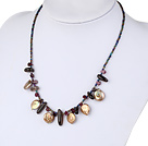 coin pearl smoky quartze garnet necklace with magnetic clasp