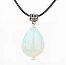 Popular Tear Drop Opal Pendant Necklace With Black Cords
