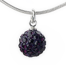 Classic Design Dark Purple Rhinestone Ball Pendant Necklace with Metal Chain