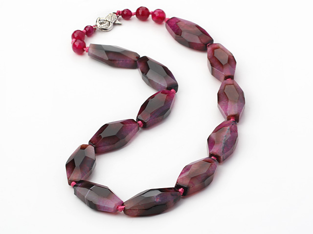 Pink Series Single Strand Incidence Angle Multi Color Agate Necklace