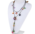 seven colored pearl shell long style necklace