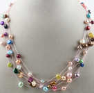 18 inches multi color dyed pearl necklace with lobster clasp