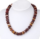 Fashion Disc Vitelline Stone And Round Rainbow Jade Strand Necklace With Moonight Clasp