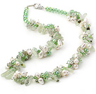 hot fashion jewelry white pearl crystal green grape stone necklace