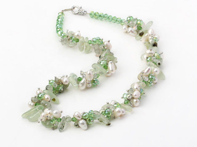 hot fashion jewelry white pearl crystal green grape stone necklace