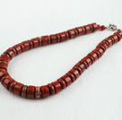 Disc Shape red jasper beaded necklace with moonlight clasp