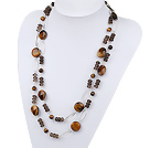 fashion costume jewelry smoky quartze and tiger eye necklace