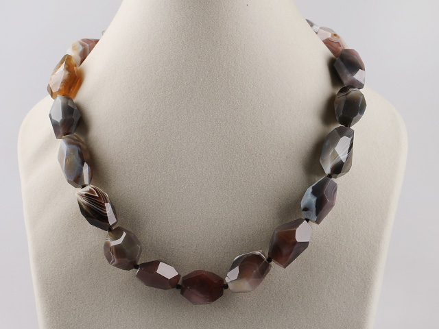 faceted Brazil agate necklace with moonlight clasp