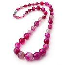 Round faceted pink agate graduated beaded necklace