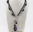 exquisite double strand black agate and lapis fashion necklace 