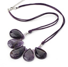 Fan Shape Big Drop Shape Amethyst Necklace