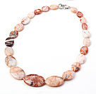 Classic Design Oval Shape Crazy Agate Knotted Graduated Necklace