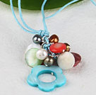 19.7 inches multi color pearl and shell necklace with extendable chain