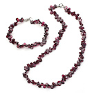 Cute Garnet Chiped Beaded Set(Necklace And Matched Bracelet)