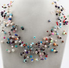 Fancy Style Multi Color Freshwater Pearl and Multi Stone Necklace