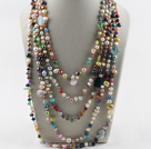marvelous multistrand colorful pearl and gemstone necklace