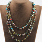Three strand assorted multi color gemstone necklace