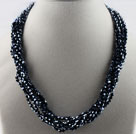 17.7 inches multi strand black gray crystal necklace with magnetic clasp