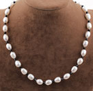 Single Strand White Freshwater Pearl and Black Crystal Necklace