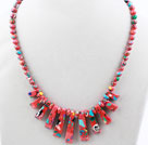 New Design Fan Shape Red Color Taiwan Turquoise Necklace