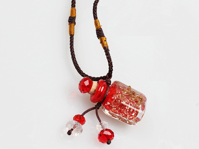 Simple Style Colored Glaze Perfume Bottle Pendant Necklace (Color Random and The Thread Can Be Adjusted)