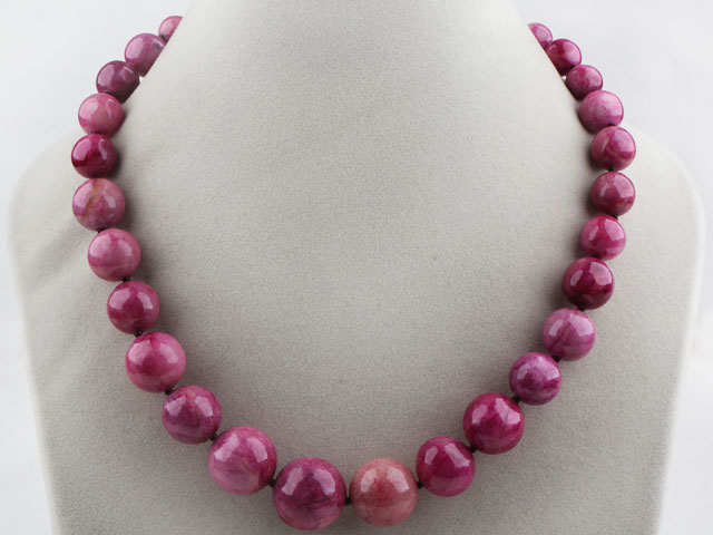 Big Style Single Strand Round Purple Spider Stone Graduated Beaded Necklace