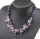 Assorted White Pearl and Amethyst Necklace with Moonlight Clasp