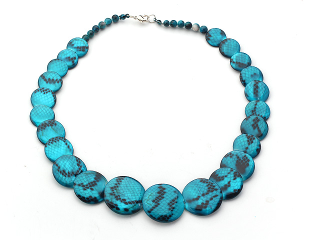 5 Pieces Lake Blue Color Painted Shell Necklace with Lobster Clasp