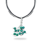 Assorted Round 10mm Turquoise Leather Necklace with White and Gray Leather