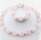 Pink Freshwater Pearl and Aniseed Rose Quartz Set ( Necklace and Matched Bracelet )