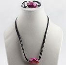 crystallize pink agate necklace and bracelet set with extendable chain